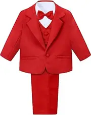 [A&J DESIGN] Baby Tuxedo 5-Piece Set Jacket & Shirt & Vest & Pants & Bowtie 6 Months - 3T