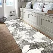 Modern Runner Rug Hallway Gray White Carpet Runner 1m/1.5m/2m/2.5m/3m/3.5m/4m/4.5m/5m/6m Extra Long Floor Carpets for Kitchen/Hall/Corridor/Doorway/Stairs(3.3ft×9.8ft/100×300cm)
