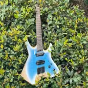 Mollo Electric Headless 6 Stringed Multiscale Guitar abalone Inlays W/Gig bag