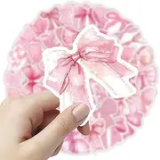 Pink Bow Tie Stickers | 100X Cute Bowknot Sticker Decals | Waterproof Decal for Laptop Scrapbooking Luggage Computer Envelope
