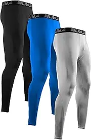 [BUYJYA] 3 or 5 Pack Men's Compression Pants Running Tights Workout Leggings Athletic Cool Dry Yoga Gym Clothes Gift