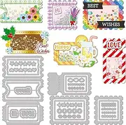 GLOBLELAND 3 Sets 27 Pcs Postage Stamp Tickets Shaker Cutting Dies for DIY Scrapbooking Metal Vintage Stamp Frame Die Cuts Embossing Stencils Template for Paper Card Making Decoration