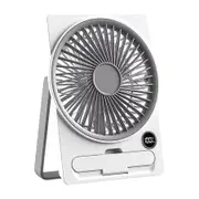 Portable Desk Fan USB Rechargeable Fan 180 Degree Wide Angle Folding Fans With Power Display 6 Speeds Quiet Table Fans Color White