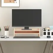 Solid Pine Wood Monitor Stand 50x24x16 cm - Ergonomic Riser with Storage Space for Keyboard & Devices, Rustic Design for Your Living Space