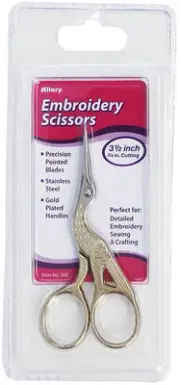 6 Pack Allary Ultra Fine Embroidery Scissors 3.5"-Gold Handle Stork 260A