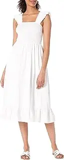 [The Drop] Women's Kimi Ruffled Shoulder Smocked Midi Dress