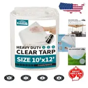 10' x 12' Clear Polyethylene Tarp with Reinforced Grommets for Gardens and Farms