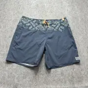 Howler Brothers Board Shorts Men 38 Dark Blue Stretch Paisley Los Vaqueros 19"
