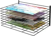 Zoom Wall Mounted Art Drying Rack for Classroom Organization, Kids Artwork Storage, Elementary Classroom Must Haves Teacher Toolbox, Art Cart Art Organizer, Print Rack for Artwork (8 Shelves)