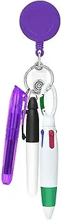 Vaveren Shuttle Pen Retractable Badge Holder Portable Office Supplies Gift Nurses Day Gift Compact Ballpoint Pen Nursing Badge Clips, Violet