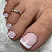 False Toenails - 24pcs Short Square Press on Toe Nails - Nude Pink Fake Toe Nails with Glue - 12sizes,Glossy Full Cover Acrylic Stick on Toenails for Women Girls Nail Art Manicure