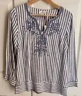 Vineyard Vines New Linen/rayon Blue And White Striped Blouse Size S tunic top