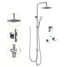 Decaura 8" Rain Shower Head Sliding Rail Dual Hose/ Mixer Tap Chrome Square WELS