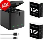 2x Enduro Batteries + 3-Slot Charger for GoPro Hero 12/11/10/9 Black