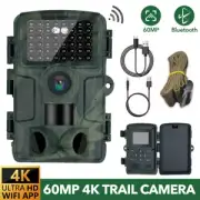 4K 60MP Wildlife WIFI Trail Camera Night Vision Motion Activated Hunting Camera