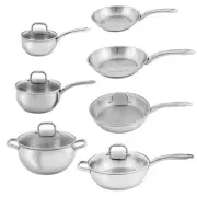 Belly Shape 12-Piece 18/10-Stainless Steel Cookware Set with Glass Lid