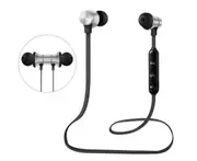 Bluetooth Headset 5.0 Magnetic Sport Wireless Bluetooth In-Ear Bluetooth Headphones HiFi Stereo Deep Bass Headsets-Silver