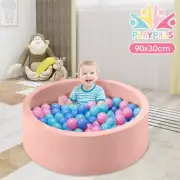 PlayPals Foam Ball Pit Soft Round Ball Pool Playpen Fence with 200 Balls Pink