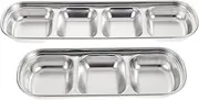 FUTUREORYY 2Pcs Multi Grid Stainless Feeding Tray for Pets Durable Fodder Plate Suitable for Hamsters Rabbits and Animals Easy to Clean and Maintain