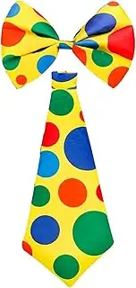 [Tadill] Clowns Tie and Bow Tie Set Bowtie and Necktie Dot Pattern Adults Outfit Circus Performance Props for Halloween Party Cosplay