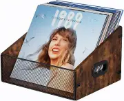Vinyl Record Storage Crate - LP Record Holder with Handles (RUSTIC BROWN)