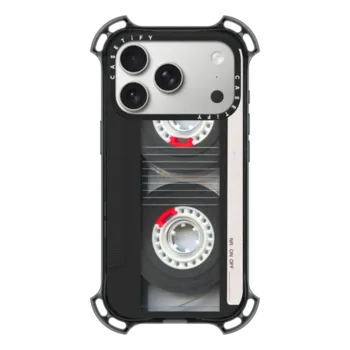 iPhone 17 Pro Bounce Case MagSafe Compatible Cool Retro Black Cassette Tape