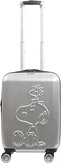 [Ful] Peanuts 22 Inch Carry On Rolling Luggage, Snoopy and Woodstock Hardshell Suitcase with Wheels, Silver, Silver, Peanuts 22 Inch Carry on Rolling Luggage, Snoopy and Woodstock Hardshell Suitcase