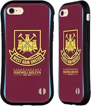 Head Case Designs Officially Licensed West Ham United FC 2015/16 Final Home Retro Crest Hybrid Case Compatible with Apple iPhone 7/8 / SE 2020 & 2022