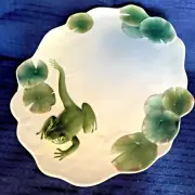 RARE FRANZ "FROG IN POND" PORCELAIN TIDBIT PLATTER 3D MINT