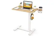 Costway Mobile Standing Desk Height Adjustable Overbed Bedside Table Rolling Laptop Study Desk Natural