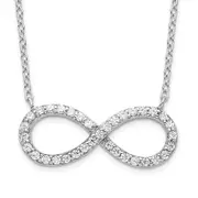 Sterling Silver Rhodium-Plated With Cz Infinity W/ 2 In Ext Necklace