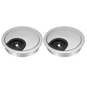 2Pcs Desk Cable Hole Cover, Zinc Alloy Cord Raceway(60mm, Silver)