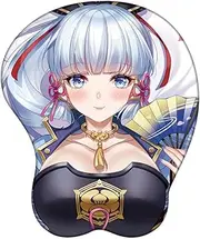 [Eonthry] Genshin Impact Xiao Zhongli Mouse Pad with Wrist Support Comfort Silica Gel Wrist Rest Support Mat Mice 3D Mouse Pad Non-Slip PU Base for Computer (Kamizato Ayaka)