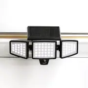 AMS1971 1,000-Lumen Gutter-Mount Triple-Head Solar Security Light, Black