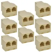 8x RJ12 6P6C 1 Female to 2 Female Telephone Phone Line T Splitter Adapter Beige