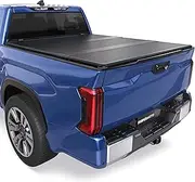 KUIPERAUTO Fiberglass Tri Hard Tonneau Cover Compatible for 2000-2006 Toyota Tundra Fleetside Truck Bed Cover - 6.5 FT Bed On Top
