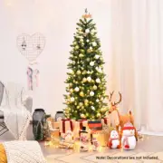 Costway 1.5M Artificial Pencil Christmas Tree with Warm White UL-listed Light...