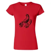 Scorpio Scorpion Zodiac Horoscope Black Sign Ladies Women T Shirt Tee Top - Red