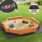 Keezi Kids Sandpit Wooden Play Large Round Outdoor Sand Pit Box with Cover 182cm