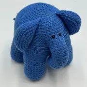 Knitted Blue Elephant Plush Stuffed Animal Cambodia Knits Hang Tag modern baby
