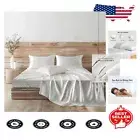 Silky King Size Satin Sheet Set - 6 Pieces for Ultimate Softness in Ivory