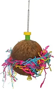 DECOMELODY Parrot Bird Coconut Shell Swing Toy Pet Toys for Cockatiel Safe Environmental Friendly Easy Install