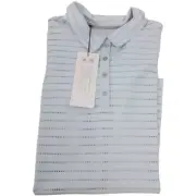 Adidas Climacool Cotton HND Stripe AE4913 Golf Polo Shirt Woman's Soft Blue