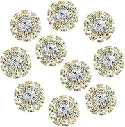 Jerler 10 Pcs 20mm Rhinestone Buttons Crystal Embellishments Sew on Clothing Buttons for Decoration and DIY (Gold Button-1, Large)