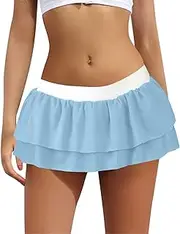 [Generic] Plus Size Midi Skirts for Women 3X Tiered Layer A Line Skirt Plaid Skirt Tight