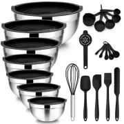 TeamFar Mixing Bowls with Lids Set of 7 Stainless Steel Nesting Salad Mixing ...