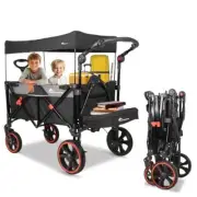 Collapsible Foldable Wagon, Heavy Duty Wagon Cart, Beach Cart with CTX Black
