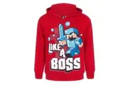 Minecraft Boys Like A Boss Hoodie (Red/Blue/White) (5-6 Years)
