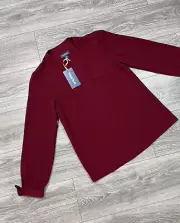 ModCloth Long Tie Sleeve Boho Peasant Blouse Burgundy Red Top Career S New