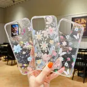 Shockproof Glitter Flower Case For iPhone 15 Pro Max 14 13 12 11 XR 8 Plus Cover